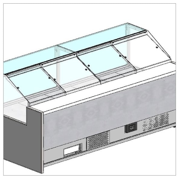 Comptoir de produits frais NordCap ENIXE EN250, L 1250, R290, M1, panneaux coulissants