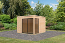 Karibu Poolhaus “Dice 1” Flachdach ca. 3x3m (3.08x3.08m) modern aus Holz in Natur