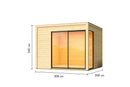 Karibu Poolhaus “Dice 1” Flachdach ca. 3x3m (3.08x3.08m) modern aus Holz in Natur