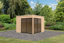 Karibu Poolhaus “Dice 3” Flachdach ca. 3x3m (3.08x3.08m) modern aus Holz in Natur