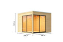 Karibu Poolhaus “Dice 3” Flachdach ca. 3x3m (3.08x3.08m) modern aus Holz in Natur