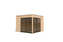 Karibu Poolhaus “Dice 3” Flachdach ca. 3x3m (3.08x3.08m) modern aus Holz in Natur