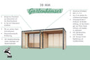 Karibu Gartenhaus Holz & Metall “Saturn” Flachdach mit Anbau/Terrasse modern in Natur