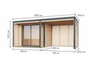 Karibu Gartenhaus Holz & Metall “Saturn” Flachdach mit Anbau/Terrasse modern in Natur