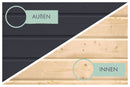 Karibu Gartenhaus Holz & Metall “Saturn” Flachdach mit Anbau/Terrasse modern in Anthrazit