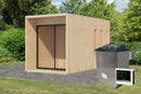 Karibu Gartensauna "Saunahaus Miramar" mit Vorraum 5 Personen Natur 9 kW Ofen (finnisch) + Steuergerät
