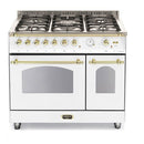 LOFRA - DOLCEVITA - DOUBLE OVEN 90 cm - RBPD 96 MFTE/CI - PEARL WHITE - brass finish 