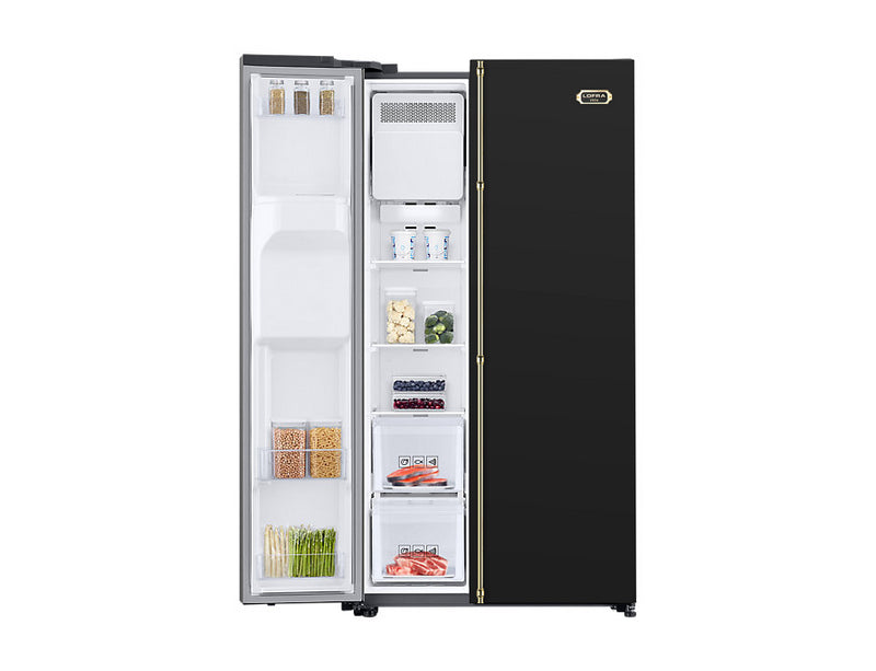LOFRA - DOLCEVITA - SIDE BY SIDE REFRIGERATOR-FREEZER - GFRNM 619/0 - BLACK - FINNISH BRASS