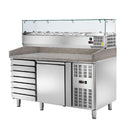 Locher Pizzakühltisch mit 
Kühl-Aufsatzvitrine 5 x GN 1/3 + 1 x GN 1/2