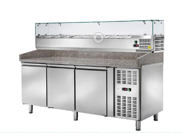 Locher  Pizzakühltisch mit Kühl-Aufsatzvitrine 9 x GN 1/3