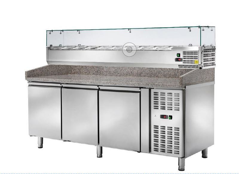 Locher  Pizzakühltisch mit Kühl-Aufsatzvitrine 9 x GN 1/3