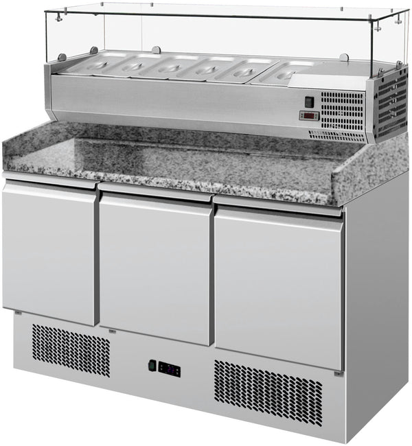Locher  Pizzakühltisch „Compact“ mit Kühl-Aufs. 6 x GN 1/4