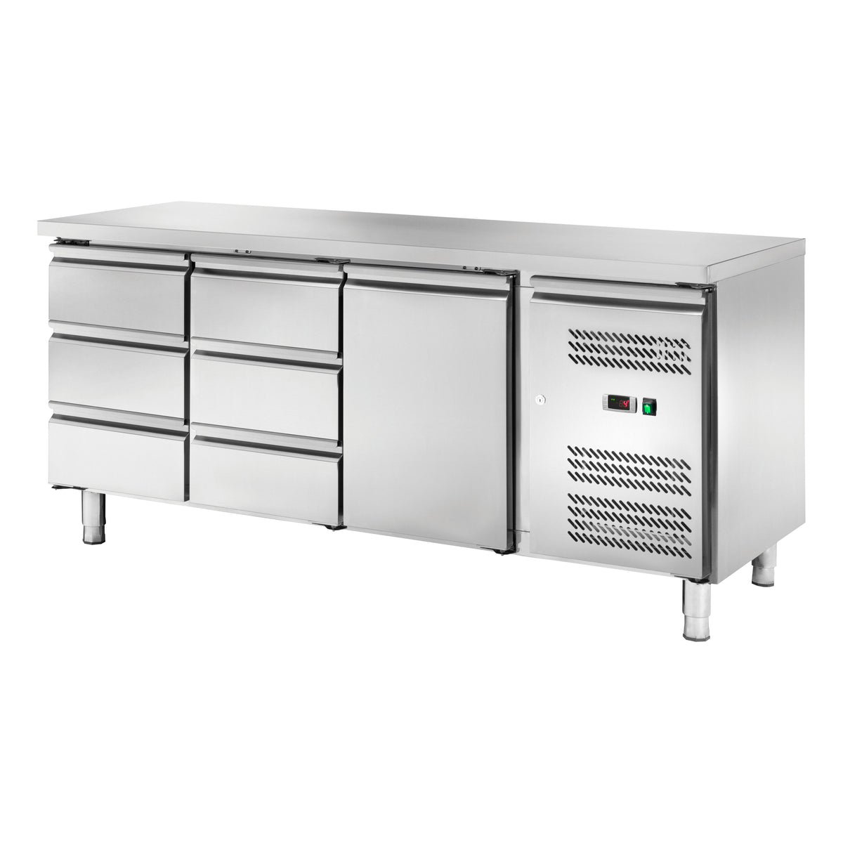 Locher refrigerated counter GN1/1 with 1 door and 6 drawers