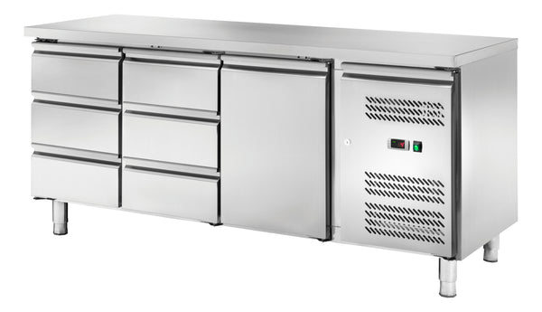 Locher Kühltisch GN1/1 mit 1 Türen und 6 Schubladen