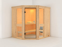 Karibu Sauna Amelia 1 inkl. 9 kW Bioofen ext. Steuerung Wifi HUUM - ohne Dachkranz - – Vorschau 1