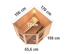 Karibu Sauna Amelia 1 inkl. 9 kW Bioofen ext. Steuerung Wifi HUUM - ohne Dachkranz - – Vorschau 2