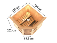 Karibu Sauna Amelia 1, inkl. 9 kW Ofen ext. Steuerung Wifi HUUM - mit Dachkranz - – Vorschau 2