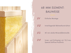 Karibu Sauna Amelia 1, inkl. 9 kW Ofen ext. Steuerung Wifi HUUM - mit Dachkranz - – Vorschau 7