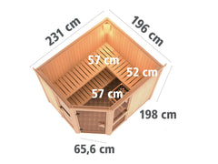 Karibu Sauna Amelia 3 inkl. 9 kW Ofen ext. Steuerung Wifi HUUM - ohne Dachkranz - – Vorschau 2