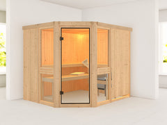 Karibu Sauna Amelia 3 inkl. 9 kW Bioofen ext. Steuerung Wifi HUUM - ohne Dachkranz - – Vorschau 11