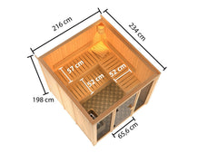Karibu Sauna Askja 68 mm, inkl. 9 kW Ofen ext. Steuerung Wifi HUUM - ohne Dachkranz - – Vorschau 2