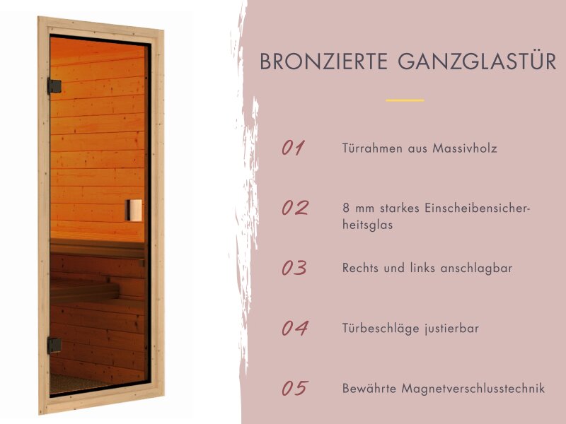 Karibu Sauna Askja 68 mm, inkl. 9 kW Ofen ext. Steuerung Wifi HUUM - ohne Dachkranz -
