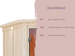 Karibu Sauna Askja 68 mm, inkl. 9 kW Ofen ext. Seuerung Wifi HUUM - mit Dachkranz - – Vorschau 6