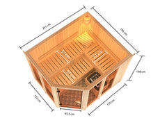 Karibu Sauna Ainur 3, 68 mm, inkl. 9 kW Ofen ext. Steuerung Wifi HUUM - ohne Dachkranz - – Vorschau 2