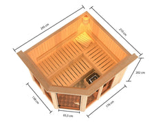 Karibu Sauna Ainur 3, 68 mm, inkl. 9 kW Ofen ext. Steuerung Wifi HUUM - mit Dachkranz - – Vorschau 3