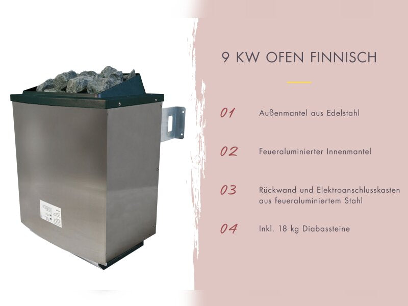 Karibu Sauna Alcinda 2, 68 mm, inkl. 9 kW Ofen ext. Steuerung Wifi HUUM - ohne Dachkranz -