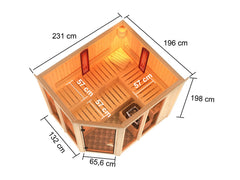 Karibu Multifunktions-Sauna Ava, inkl. 9 kW Ofen, ext. Steuerung Wifi HUUM und Infrarotstrahler – Vorschau 2