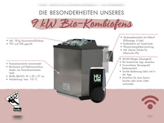 Karibu Multifunktions-Sauna Ava, inkl. 9 kW Bioofen, ext. Steuerung Wifi HUUM und Infrarotstrahler – Vorschau 8