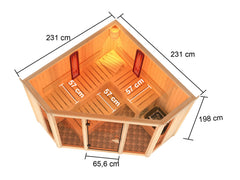 Karibu Multifunktions-Sauna Asta inkl. 9 kW Bioofen ext. Steuerung Wifi HUUM und Infrarotstrahler – Vorschau 2