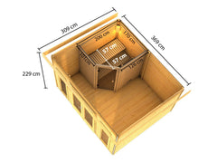 Karibu Saunahaus Mainburg 2 naturbelassen, inkl. 9 kW Bioofen ext. Steuerung HUUM – Vorschau 2
