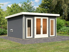 Karibu Saunahaus Mainburg 2 terragrau, inkl. 9 kW Bioofen ext. Steuerung HUUM – Vorschau 1