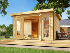 Karibu Saunahaus Mainburg 3 naturbelassen, inkl. 9 kW Bioofen ext. Steuerung HUUM – Vorschau 1