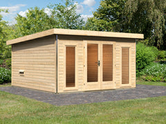 Karibu Saunahaus Mainburg 3 Set B naturbelassen, inkl. 9 kW Bioofen ext. Steuerung HUUM – Vorschau 1