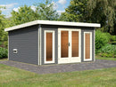 Karibu Saunahaus Mainburg 3 Set B terragrau, inkl. 9 kW Ofen ext. Steuerung HUUM