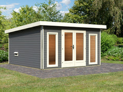 Karibu Saunahaus Mainburg 3 Set B terragrau, inkl. 9 kW Bioofen ext. Steuerung HUUM – Vorschau 1