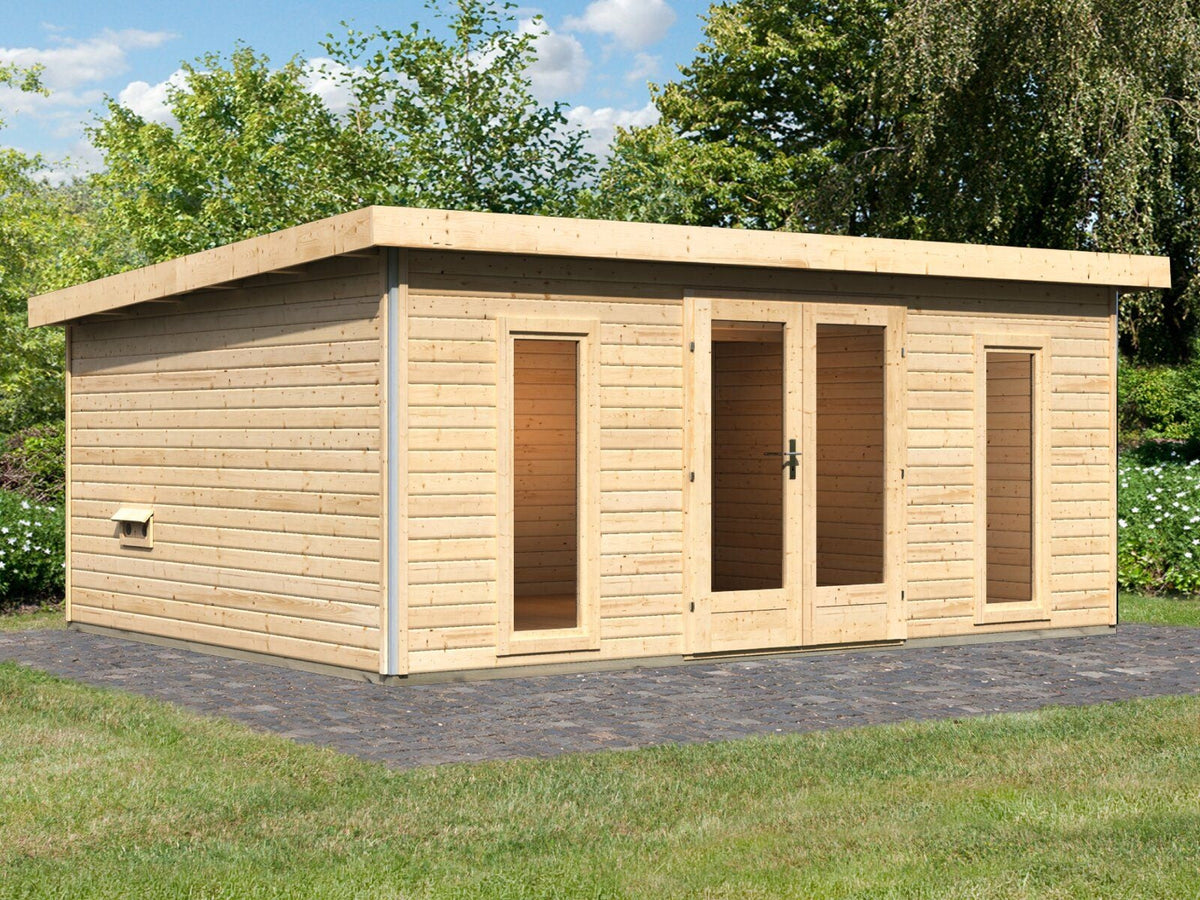 Karibu Saunahaus Mainburg 4 naturbelassen, inkl. 9kW Ofen ext. Steuerung HUUM