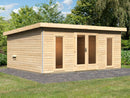 Karibu Saunahaus Mainburg 4 naturbelassen, inkl. 9kW Bioofen ext. Steuerung HUUM
