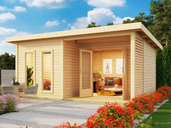 Karibu Saunahaus Mainburg 5 naturbelassen, inkl. 9 kW Ofen ext. Steuerung HUUM – Vorschau 1