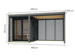 Karibu Hybrid Saunahaus Ares 1, inkl. Anbaudach in anthrazit/graualuminium -ohne Ofen- – Vorschau 2