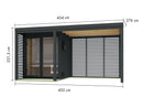 Karibu Hybrid Saunahaus Ares 1, mit Anbaudach in anthrazit/anthrazit, inkl. 9 kW Ofen ext. Steuerung Wifi HUUM