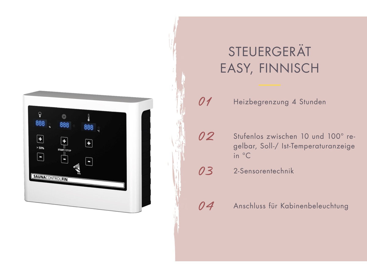 Karibu Hybrid Saunahaus Ares 2, inkl. Anbaudach in naturbelassen/graualuminium, inkl. 9 kW Ofen ext. Steuerung easy