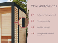 Karibu Hybrid Saunahaus Ares 2, inkl. Anbaudach in naturbelassen/anthrazit, inkl. 9 kW Bioofen ext. Steuerung easy – Vorschau 5