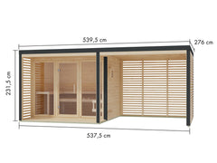 Karibu Hybrid Saunahaus Ares 3, inkl. Anbaudach in naturbelassen/anthrazit -ohne Ofen- – Vorschau 2