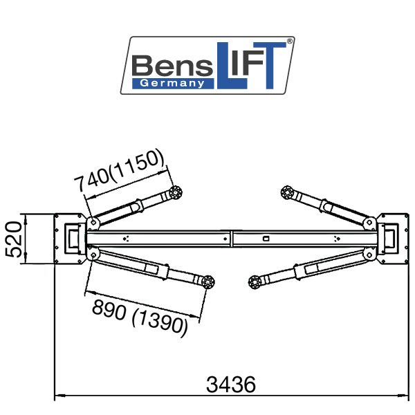 Benslift 2-Säulen-Hebebühne 4.2 T