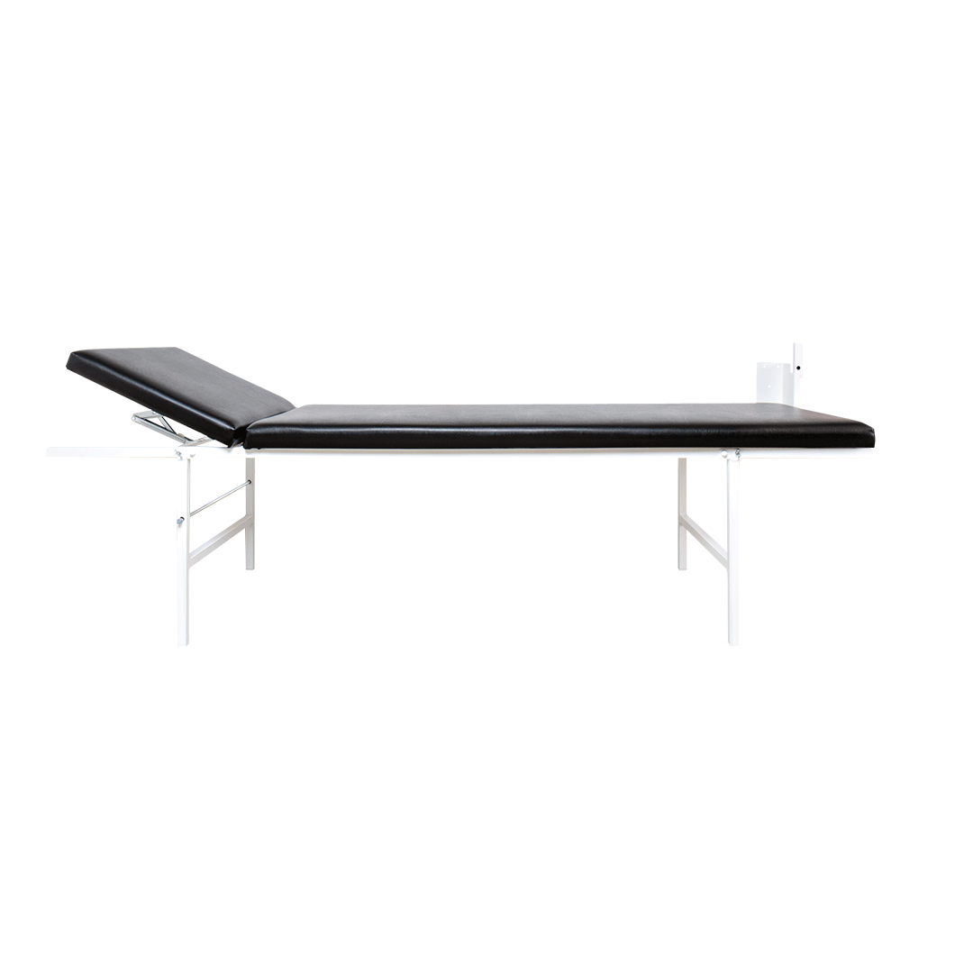 Söhngen wall-mounted folding examination table with adjustable horizontal headrest, black