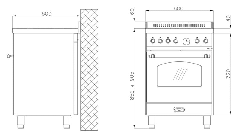 LOFRA - DOLCEVITA INDUCTION - SINGLE OVEN 60cm - RNM 66 MFT/ 4I - Black Bronze Finish 